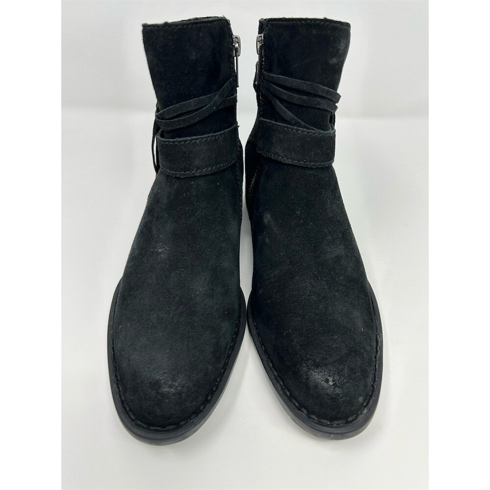 Born Bridgett Womens Booties Black Ankle Wrap Strap Buckle Side Zip Size 6.5 - Picture 6 of 11